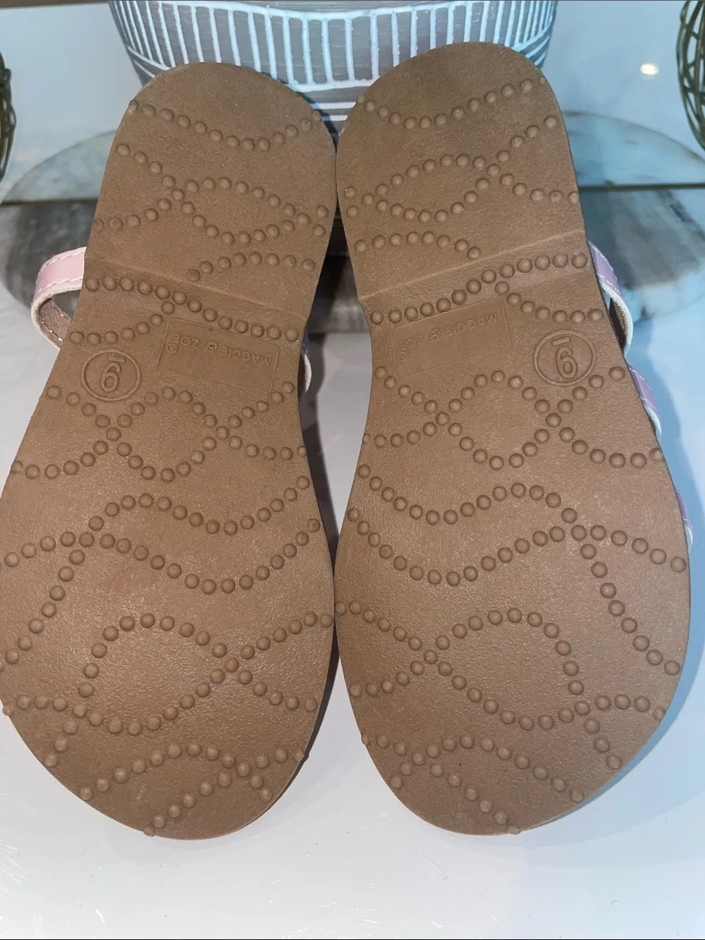 Maggie & Zoe Shiny Pink Bow Gladiator Sandals